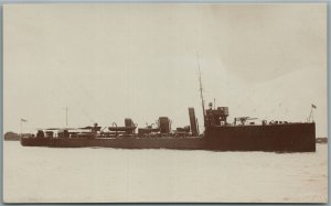 BRITISH SHIP H.M.S. MINSTREL JAPANESE NAVY ANTIQUE REAL PHOTO POSTCARD RPPC