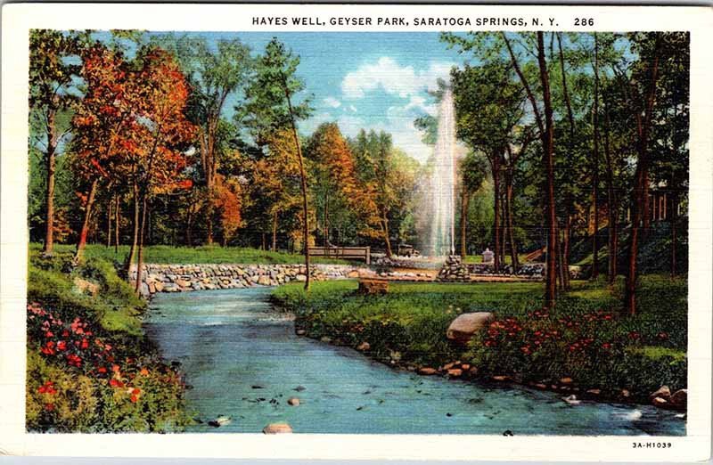 Postcard FOUNTAIN SCENE Saratoga Springs New York NY AL1173