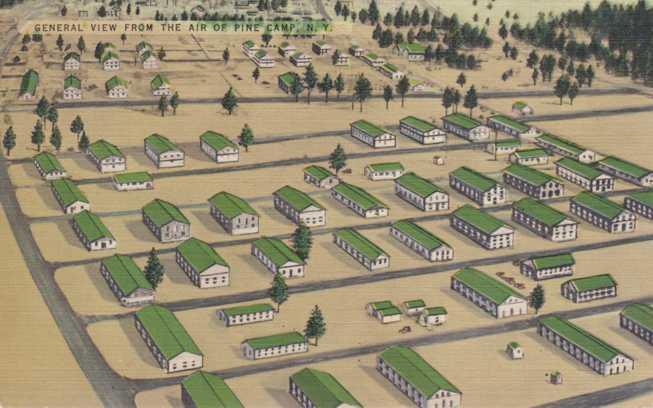 Air View of Pine Camp (now Fort Drum) NY, New York Linen