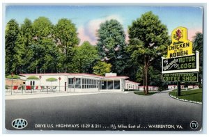 1955 Barney Harris Warrenton Motor Lodge Warrenton Virginia VA Vintage Postcard