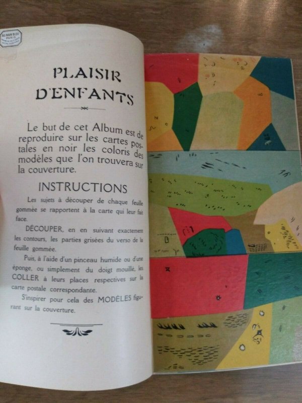 1930s Paris France Children's Activity Book Decoupage Postcard Plaisir D'Enfants