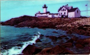 Lighthouse Cape Cod Mass Plastichrome New Bedford News Lambert Postcard Color 