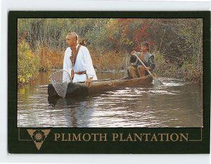 Postcard Wampanoag Mishoon or Dugout Canoe Plimoth Plantation Massachusetts