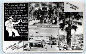 RPPC NOGALES, Sonora Mexico ~ Multiview w/Comic POEM & CAVERN c1940s MF Postcard