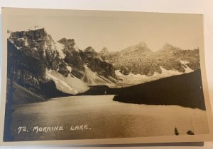 Vintage 1920s Moraine Lake Banff Alberta Canada Byron Harmon Photo Postcard RPPC