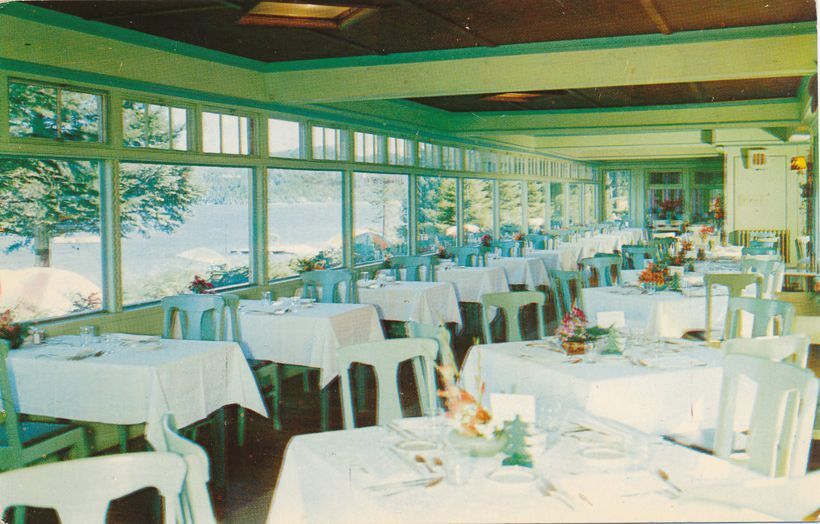 Dining Room at Holl's Inn Inlet NY, Adirondacks, New York pm 1953