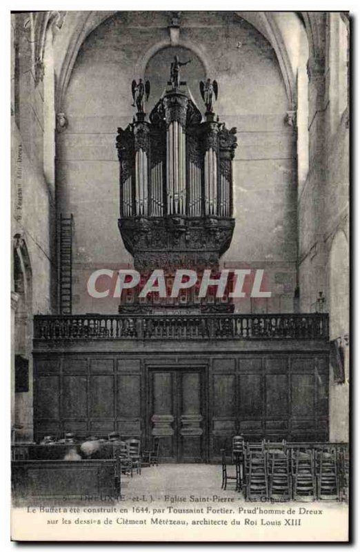 Postcard Old Organ Dreux Saint Pierre Church Organs buffet