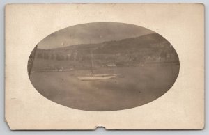 RPPC Large Sailing Vessel In Harbor Real Photo Postcard V28