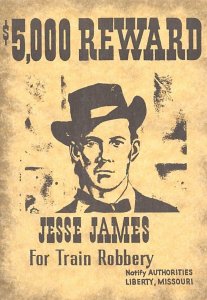 Jesse James For Train Robbery Unused 