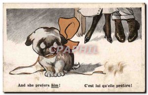 Postcard Old Dog Fancy Dog And she Prefers _him_