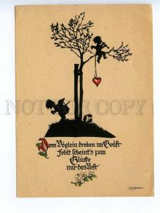 241322 GERMAN SILHOUETTE Elf musician heart Georg PLISCHKE OLD