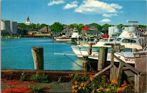 Vtg Nantucket Massachusetts MA Pleasure Boats in Nantucket Harbor 1960s Postcard