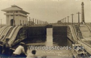 Real Photo Gatun Locks Panama Canal Panama 1933 Missing Stamp 