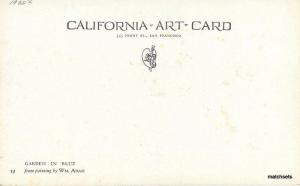 1920s Artist Impression Garden in Blue Adam California postcard 1555