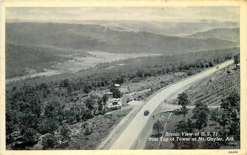 1930s Mt Gayler Arkansas Scenic View US 71 Bellis CT Photo Cote postcard 7217