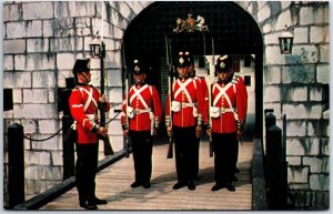 VINTAGE POSTCARD FORT HENRY GUARD CHANGING SENTRY AT THE DRAW BRIDGE AT KINGSTON