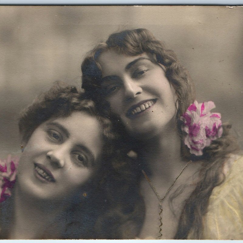 1907 Young Ladies Smile Friend RPPC Ugly Rotten Teeth Girl Women Real Photo A193