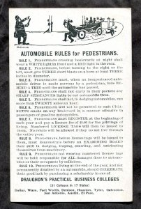 dc431 - TEXAS 1920s Humor. Automobile Rules for Pedestrians