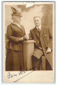 1916 Woman Feather Hat Studio Sarasota Springs New York NY RPPC Photo Postcard