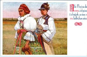 CZECHOSLAVAKIA   SLOVACKE PISNE  Natives in COLORFUL COSTUMES  c1910s  Postcard