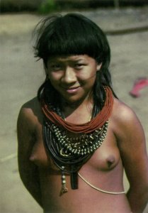 brazil, Xingu Native Indians, Surui Girl Rondônia, Monkey Teeth (1980s) Postcard