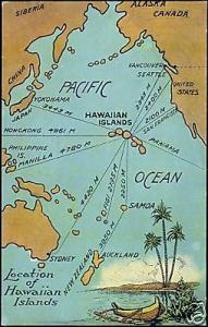 Pacific Ocean, HAWAII, Hawaiian Islands MAP pc (1930s)