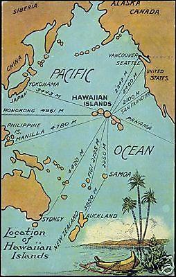 Pacific Ocean, HAWAII, Hawaiian Islands MAP pc (1930s)