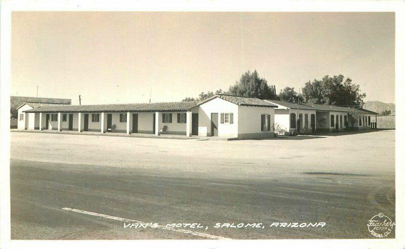 Frasher Salome Arizona Van's Motel 1940s RPPC Photo Postcard 3568 