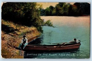 Sioux Falls South Dakota Postcard Boating River Exterior c1910 Vintage Antique