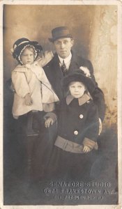 Pittsburgh Pennsylvania c1910 RPPC Real Photo Postcard Father Daughters