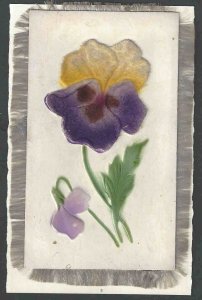 Ca 1912 PPC Fringed & Flocked Flower Embossed Mint