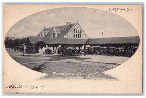 1905 Passenger Train Station Depot Lakewood New Jersey NJ Antique Postcard 