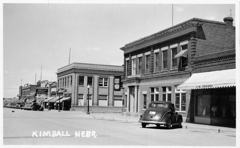 Kimball NE Grubbs~Nat'l Bank Clock~Mountain Justice @ American Theatre~1937 RPPC