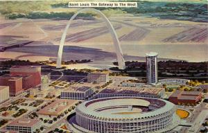 St Louis Missouri Artist Rendition Aerial View Arch Postcard