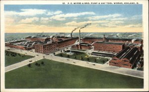 Ashland Ohio OH Factory Plant Mill F.E. Myers & Bro Tool Works c1920s Postcard