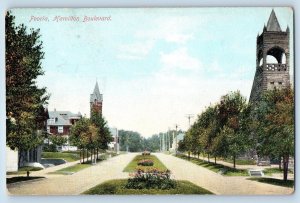 Peoria Illinois IL Postcard Hamilton Boulevard Residence Section c1910s Antique