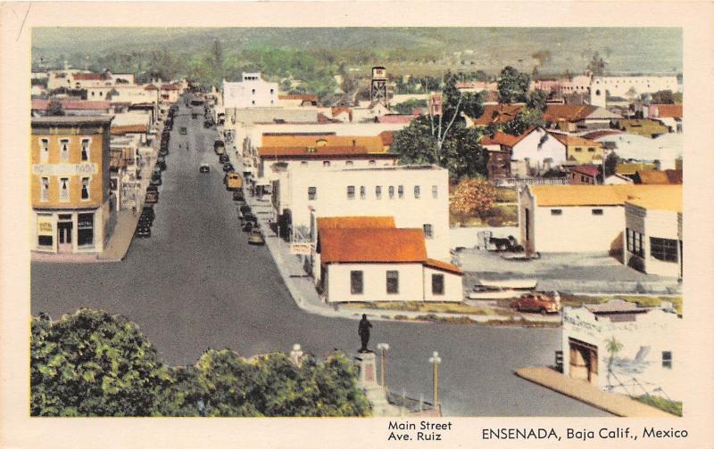 D70/ Ensenada Baja California Mexico Foreign Postcard c1940s Main Street Homes