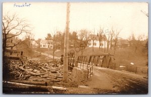 K45/ Frankfort Maine RPPC Postcard c1910 Flood Disaster Bridge 184