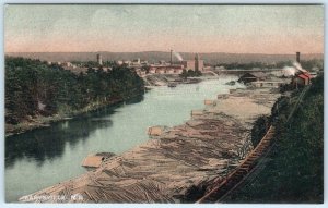 MARYSVILLE, NEW BRUNSWICK Canada  BIRDSEYE VIEW  c1910s  Handcolored Postcard