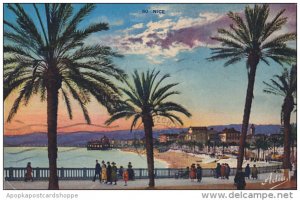 France Nice La Baie des Anges au coucher du Soleil 1934