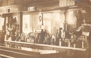 RPPC USA OR MEXICO BAR ALCOHOL CLOCKS CASH REGISTER REAL PHOTO POSTCARD 1912