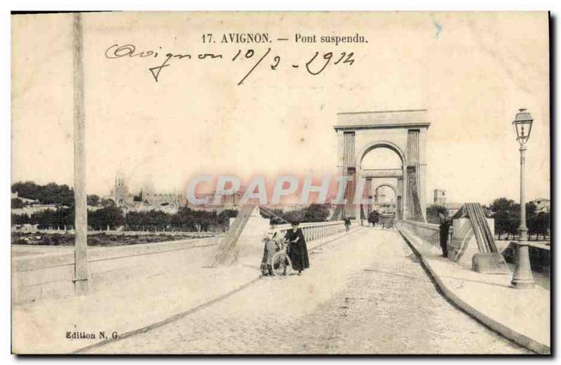 Old Postcard Avignon Velo Cycle Suspension Bridge