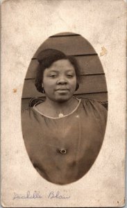 REAL PHOTO POSTCARD IDENTIFIED ISABELLA BLAIR - AFRICAN AMERICAN BLACK AMERICANA