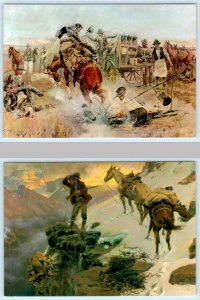 2 Postcards CHARLES MARION RUSSELL ~ Meat's not Meat Bronc to Breakfast 4x6