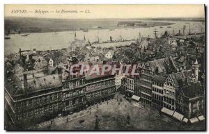 Old Postcard Antwerp Belgium Panorama