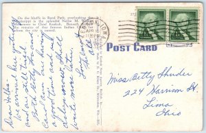 c1940s Keokuk, IA Chief Monument Rand Park Linen Postcard Native American A89