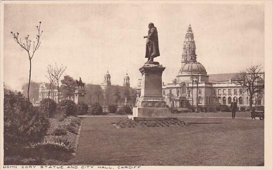 Wales Cardiff John Cory Statue and City Hall