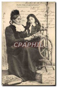 Old Postcard Fantaisie Little girl and grandmother Children