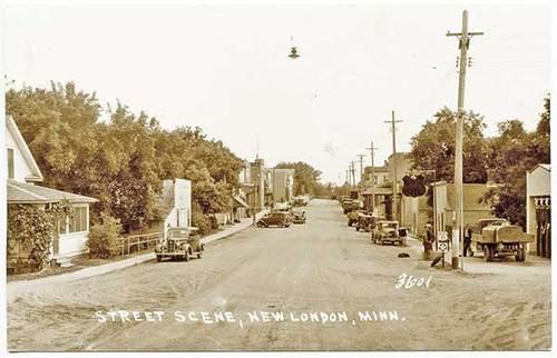 New London MN Dirt Street View Gas Station Old Cars RPPC ...