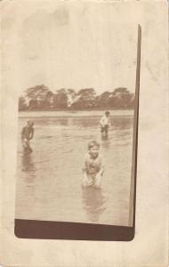 Evansville Indiana Children Swimming Real Photo Antique Postcard K19137